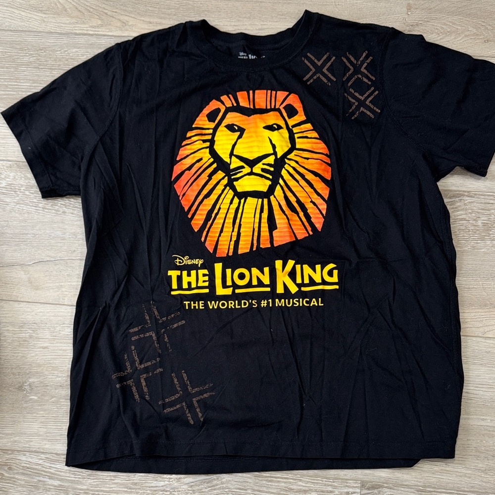 Disney Black T-Shirt with Orange and Yellow Lion King Design